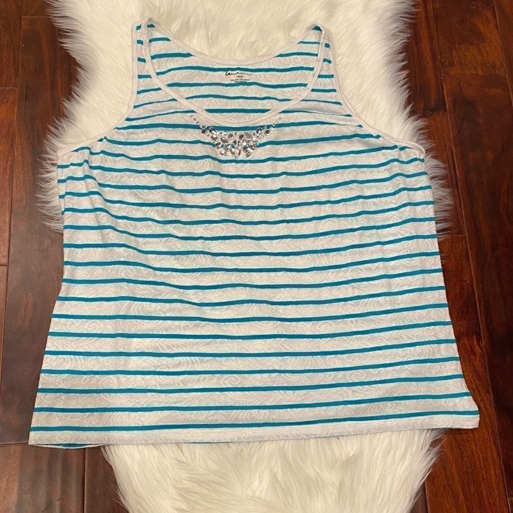 Lane Bryant Stripe Lacey Tank Top Size 18/20